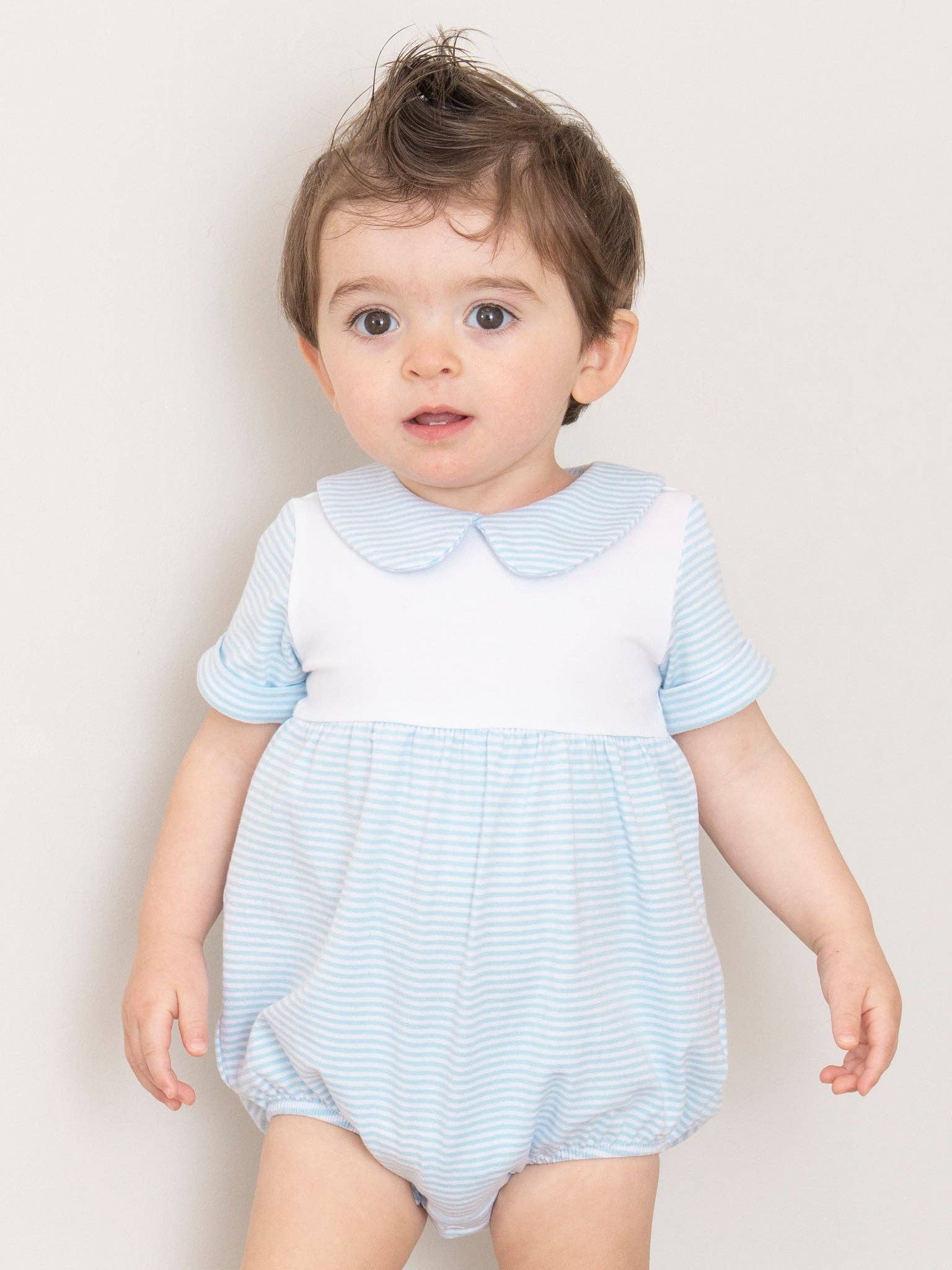 Marie Nicole Clothing - Wholesale Bodysuit (Non-Footed) - Baby - Classic Baby Blue Striped Bubble2
