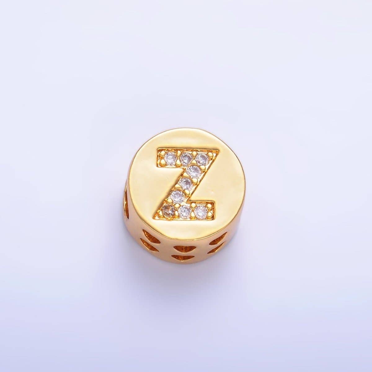 Aim Eternal - Wholesale Beads - 24K Gold Filled Alphabet Letter Micro Paved CZ Round Bead | A1526 - A153825