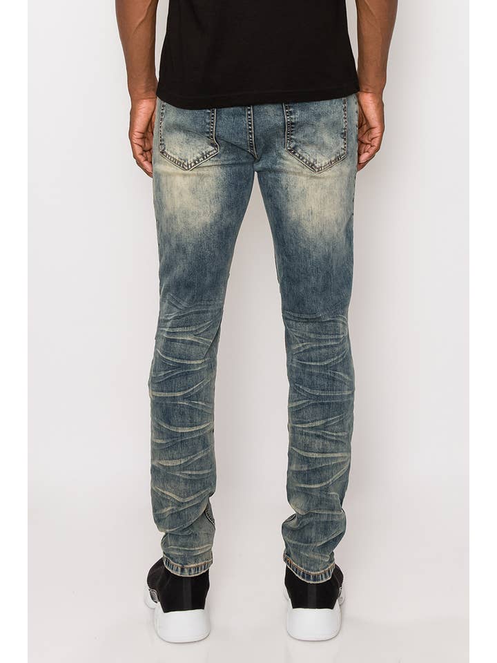Victorious - Wholesale Jeans - Men's - DL1083 Creased Biker Denim Jeans Pre-Pack