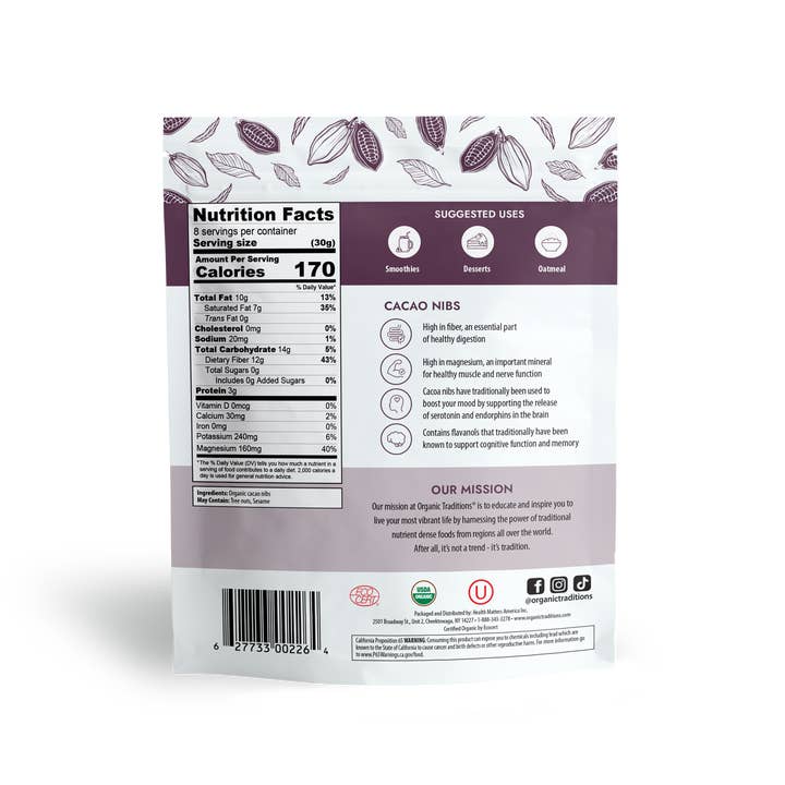 Organic Traditions - Wholesale Chocolate Bar - Cacao Nibs
