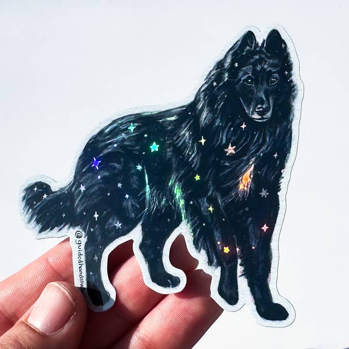 Holographic Hound Sticker for wholesale by Guided Hand Studio