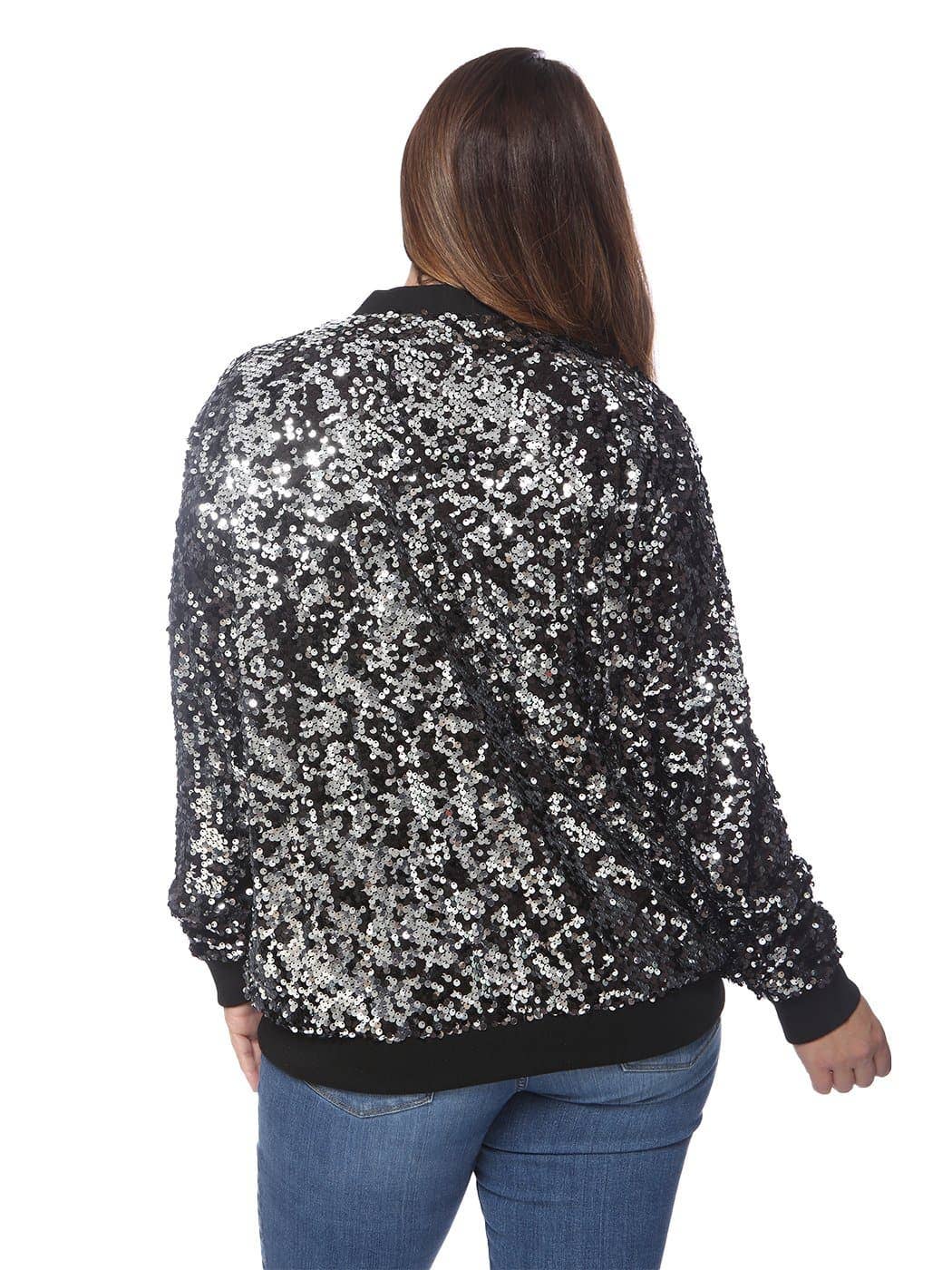 Anna Kaci Wholesale - Wholesale Bomber Jacket - Women's - Plus Size Sequin Bomber Jacket12