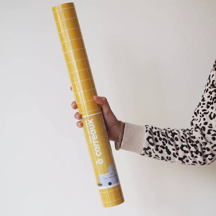 À Carreaux - Wholesale Wallpaper - YELLOW Wallpaper with small white squares2