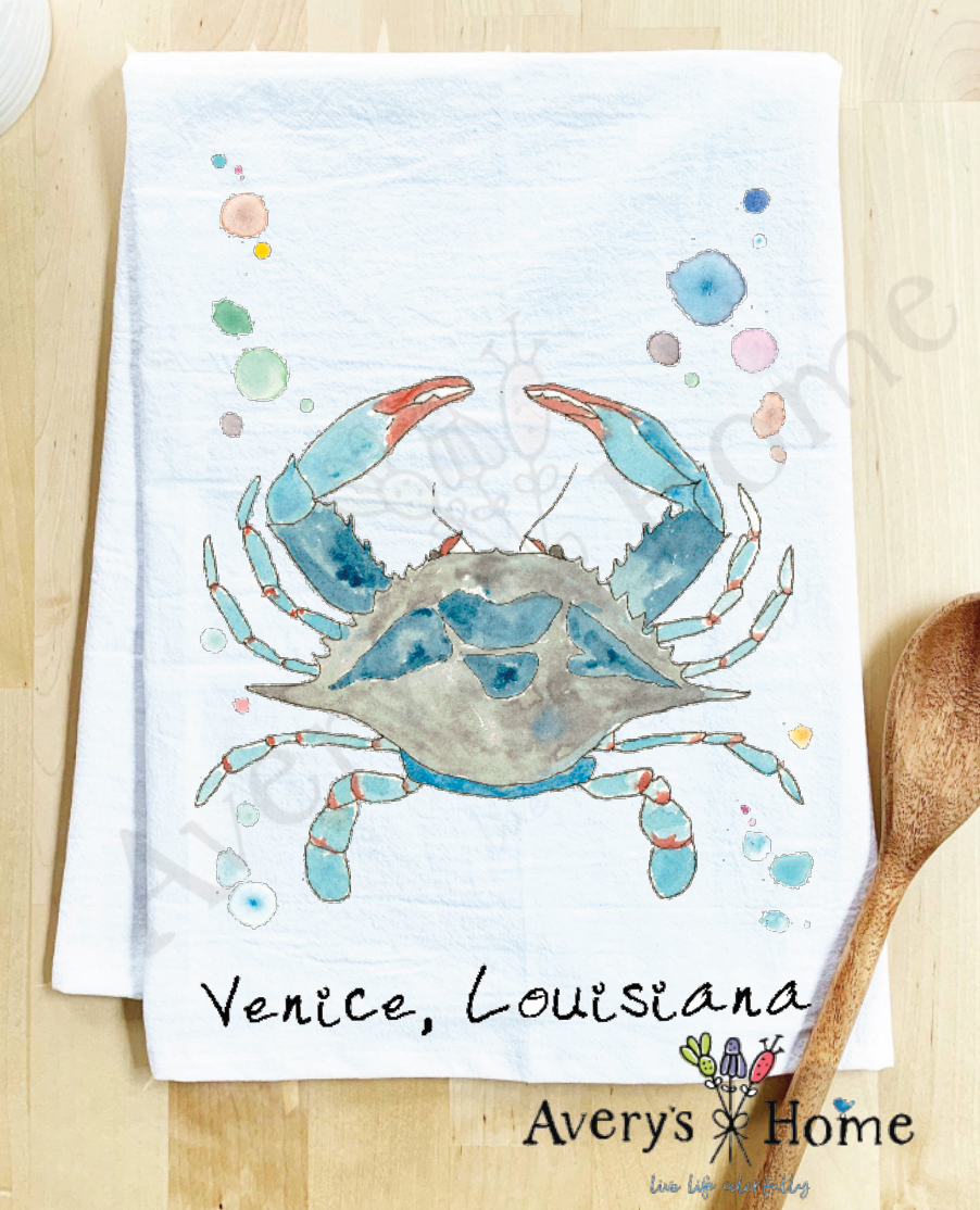 Avery's Home - Wholesale Tea Towel - Blue Crab Ocean Customizable Coastal Tea Towel41