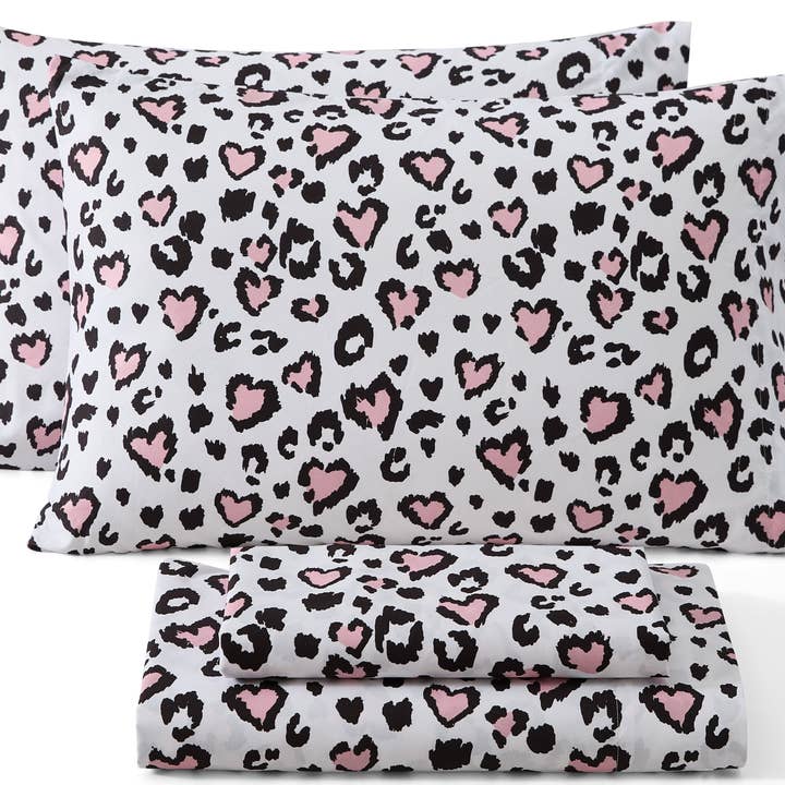 Cheetah Heart Girls Kids Bed Sheets for wholesale by HLC.me