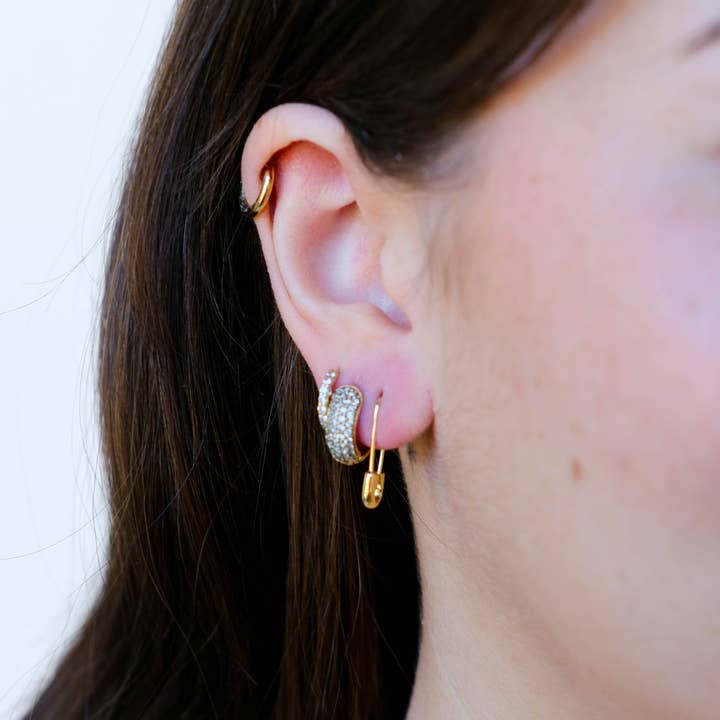 Nickel and Suede - Wholesale Hoop Earrings - Safety Pin Threader Earrings8