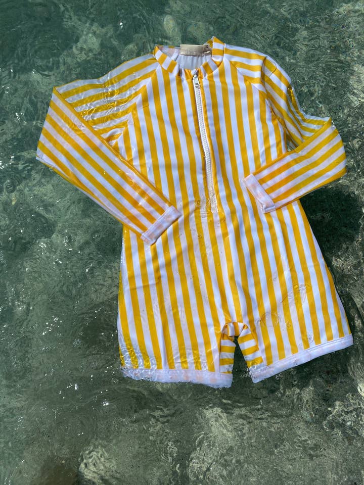 Graniers Yellow/White Stripes UPF 50+ Playsuit for wholesale by Juillet Juillet