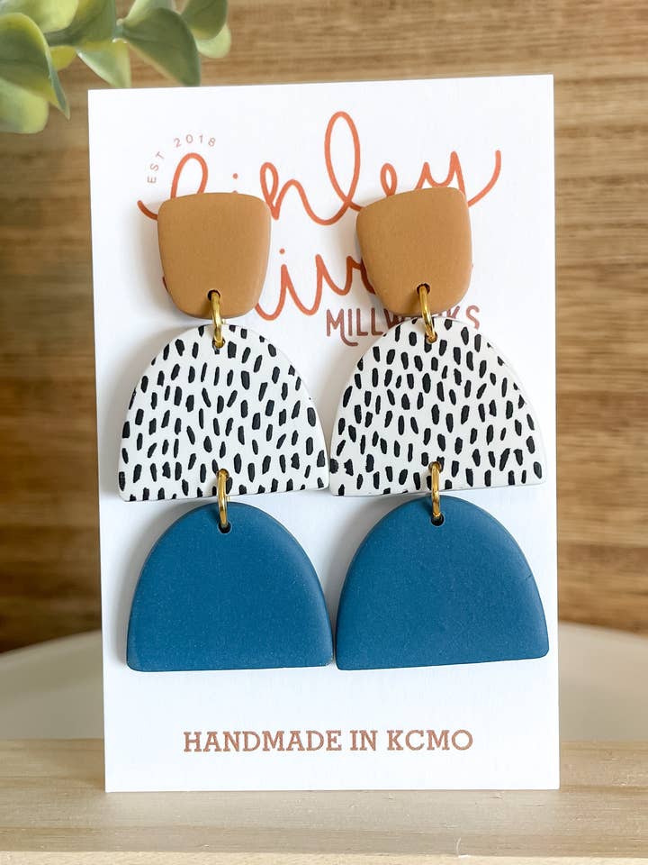 Handmade Polymer Clay Earrings | Unique Gifts for Her | Hypoallergenic Dangles | Cameron | Bright Dashes for wholesale by Finley River | Trendy Polymer Clay Earrings | Hypoallergenic