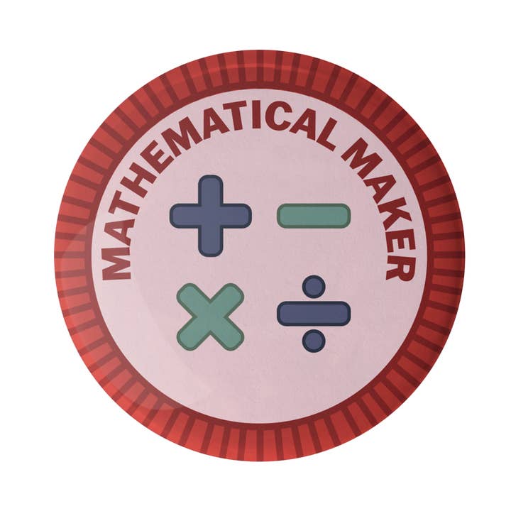 Camp Stitchwood - Wholesale Lapel Pin/Button - Mathematical Maker Merit Badge0