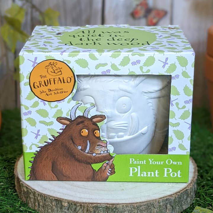 Paint Your Own Plant Pot - Gruffalo for wholesale by Robert Frederick Ltd