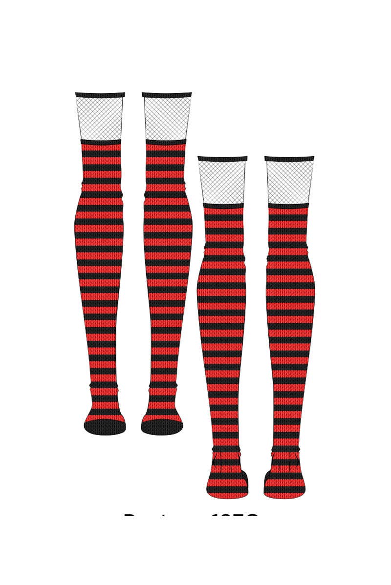 vampirefreaks - Wholesale Socks - Women's - Fishnet Garter Thigh High Socks [Black/Red]1