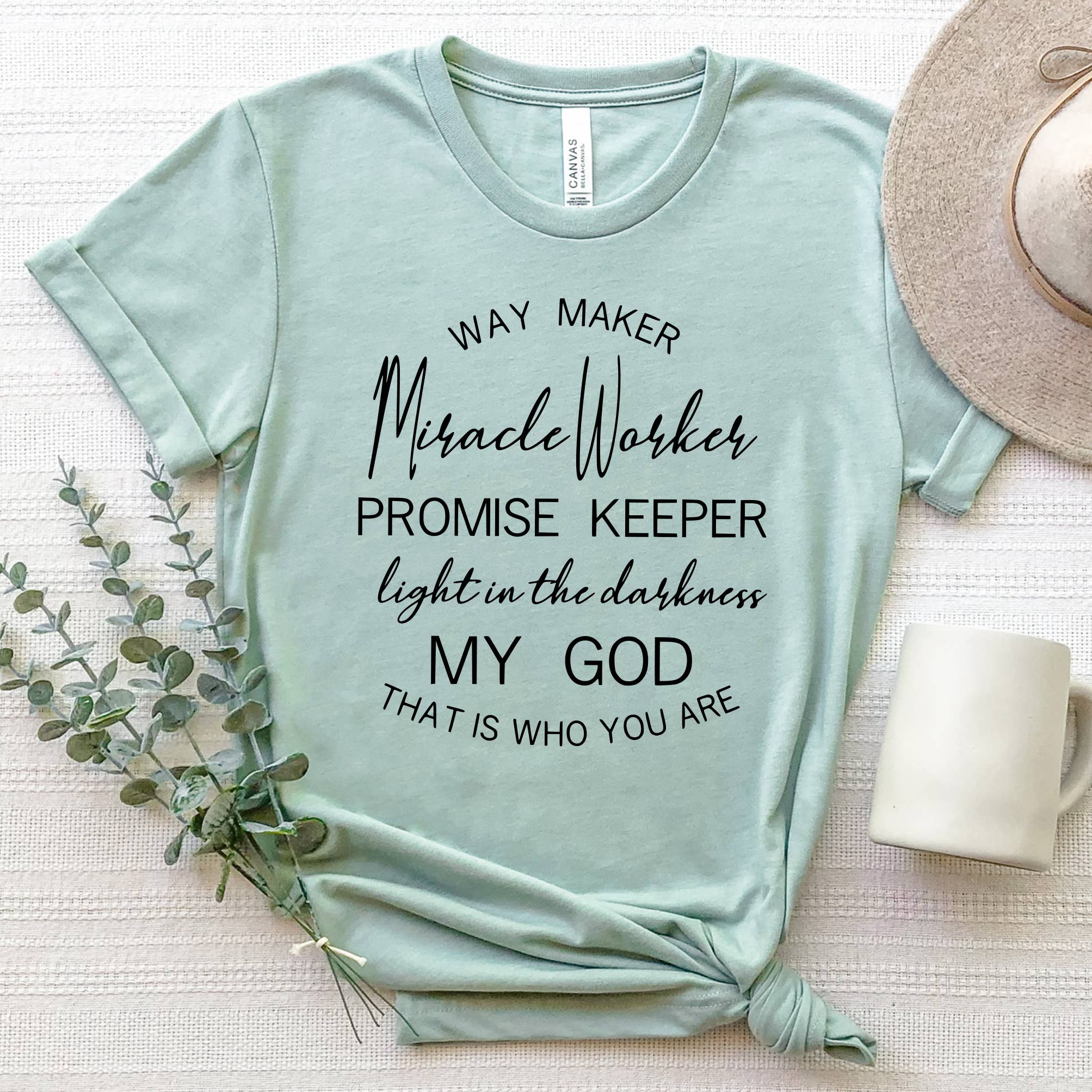 Down Home Tees - Vendita all'ingrosso Maglietta serigrafata - Donna - Maglietta Waymaker Miracle Worker Promise Keeper My God2