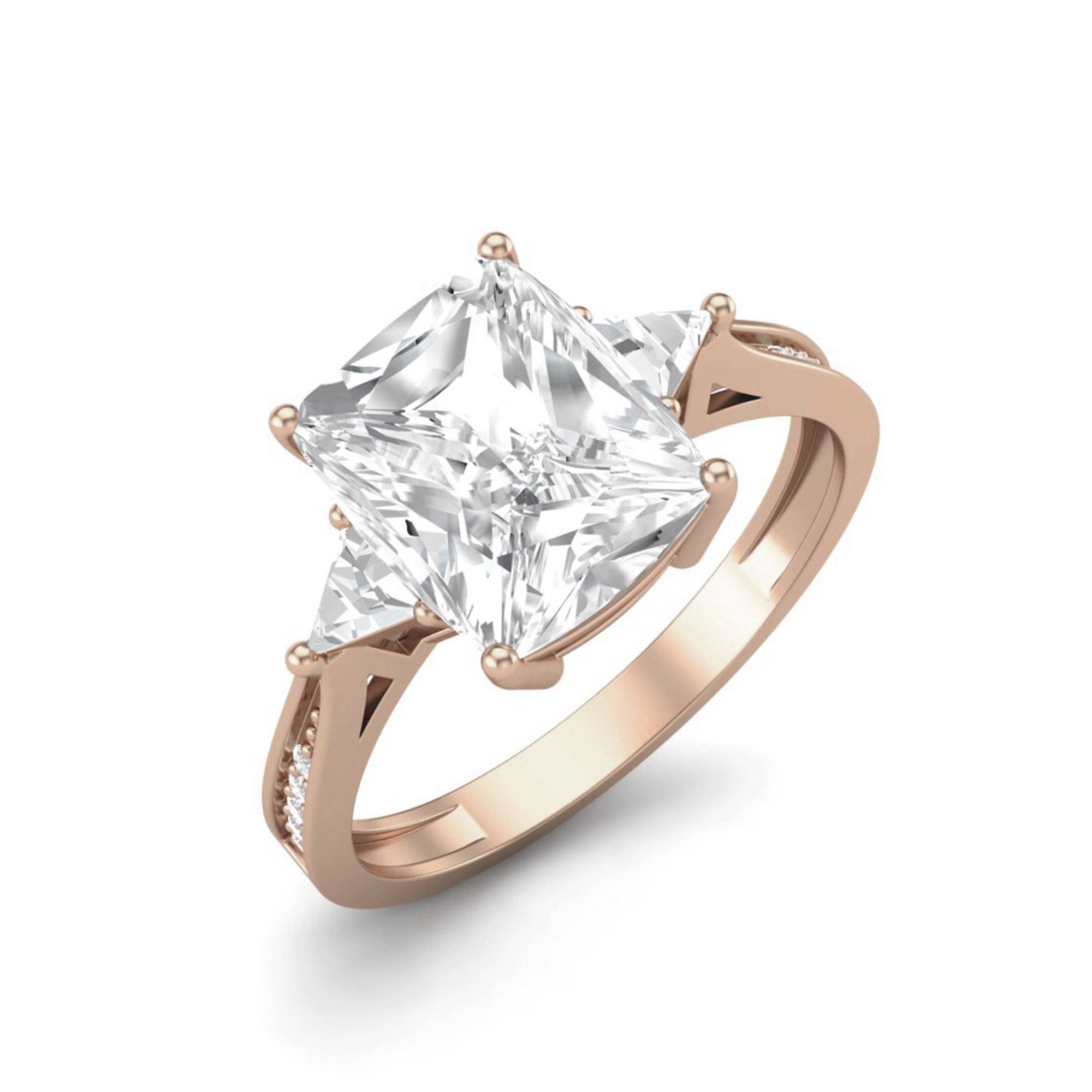 White 925 Sterling Silver 9x7MM Cushion Shape Moissanite Three Stone Women Promise Ring for wholesale on Faire10