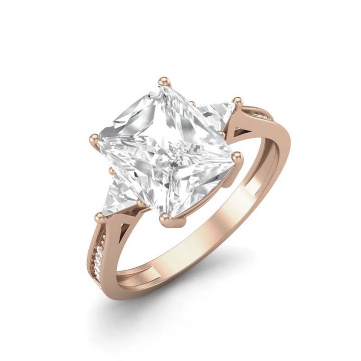 White 925 Sterling Silver 9x7MM Cushion Shape Moissanite Three Stone Women Promise Ring for wholesale on Faire10