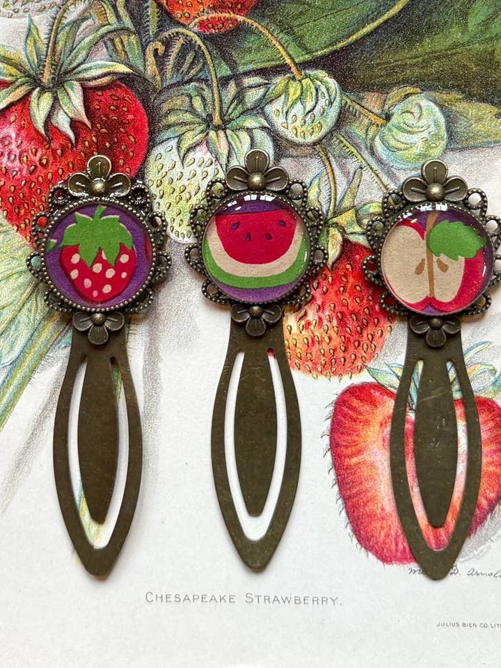 Bookmark - vintage, book lover, gifts reader, fruit, ladybug for wholesale by joeyfivecents