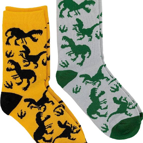 Dinosaurussen sokken voor kinderen, set van 2 stuks (7-10 jaar) voor wholesale door Sock Harbor / Bigfoot Sock Co.