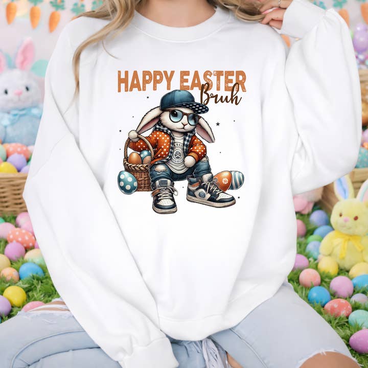 Påsksweatshirt Retro Påskhare Crewneck för wholesale av RusticPrintStudio