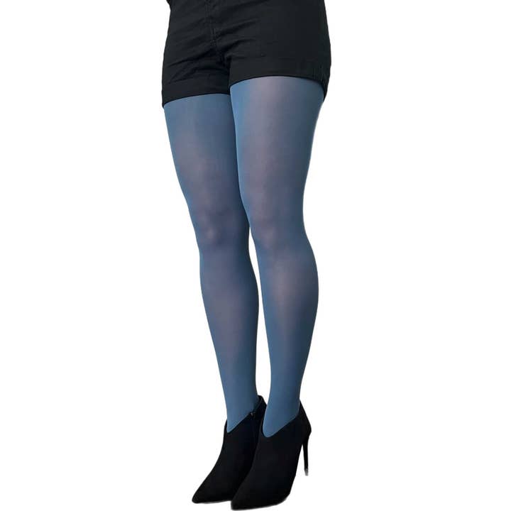 Malka Chic - Wholesale Panty's - Dames - Blauwe denim ondoorzichtige panty plus size voor dames3