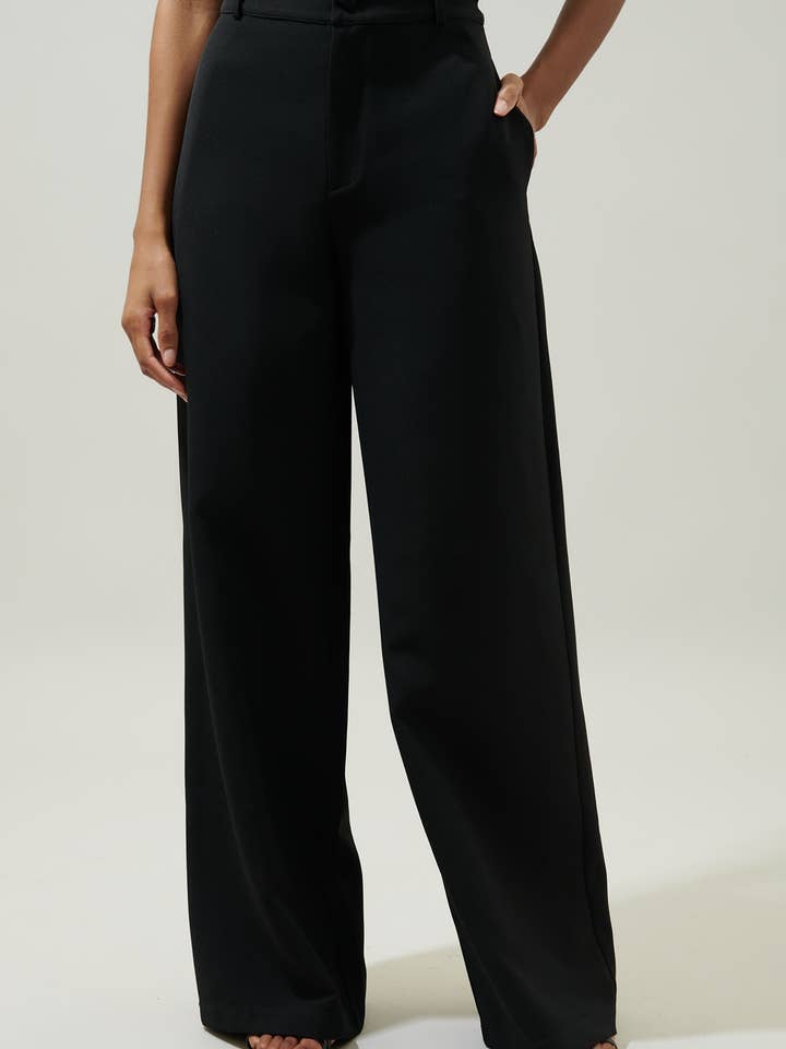 Sugarlips - Wholesale Pants - Women's - Chelsea Belted Wide Leg Trousers