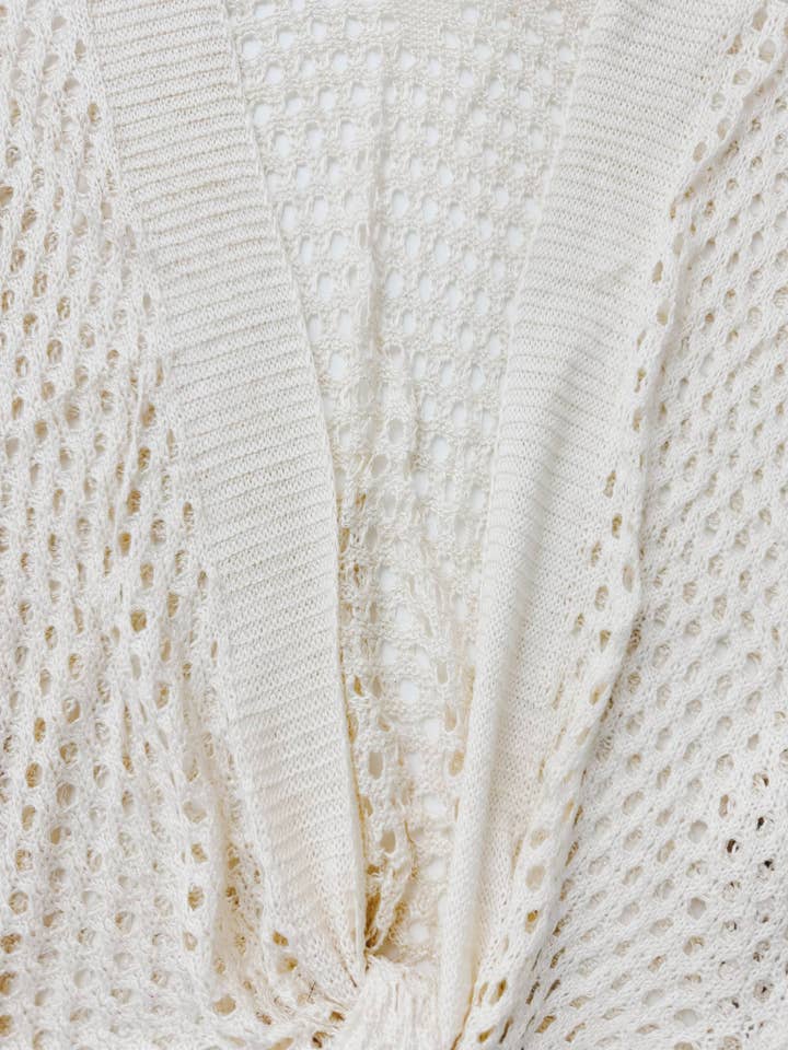 JC Sunny Fashion - Wholesale Cardigan - Women's - JC063344 Eyelet Open-Knit Metallic Cardigan with Front Tie5