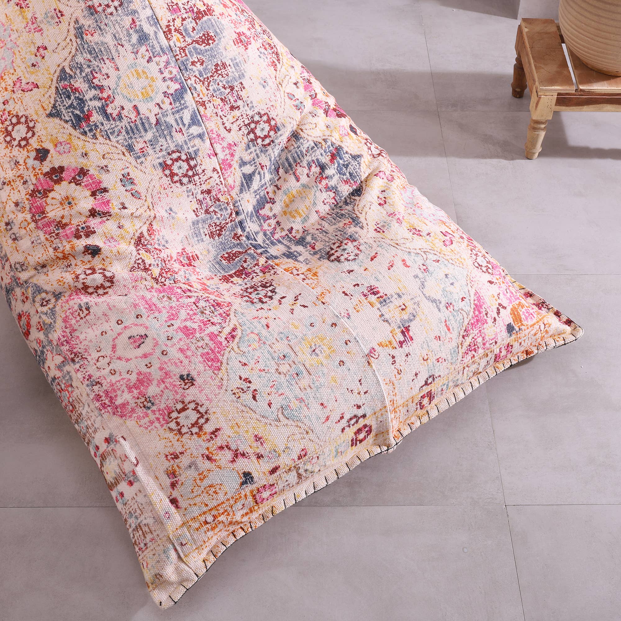 Linen Connections - Wholesale Ottoman - Moroccan Boho Bliss - Handmade Bean Bag Cover - Cream4