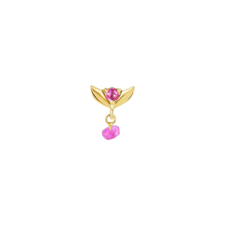 Tulip Dangle Raw Gem – 14K Gold Threadless/Threaded End for wholesale by Piercing-zone