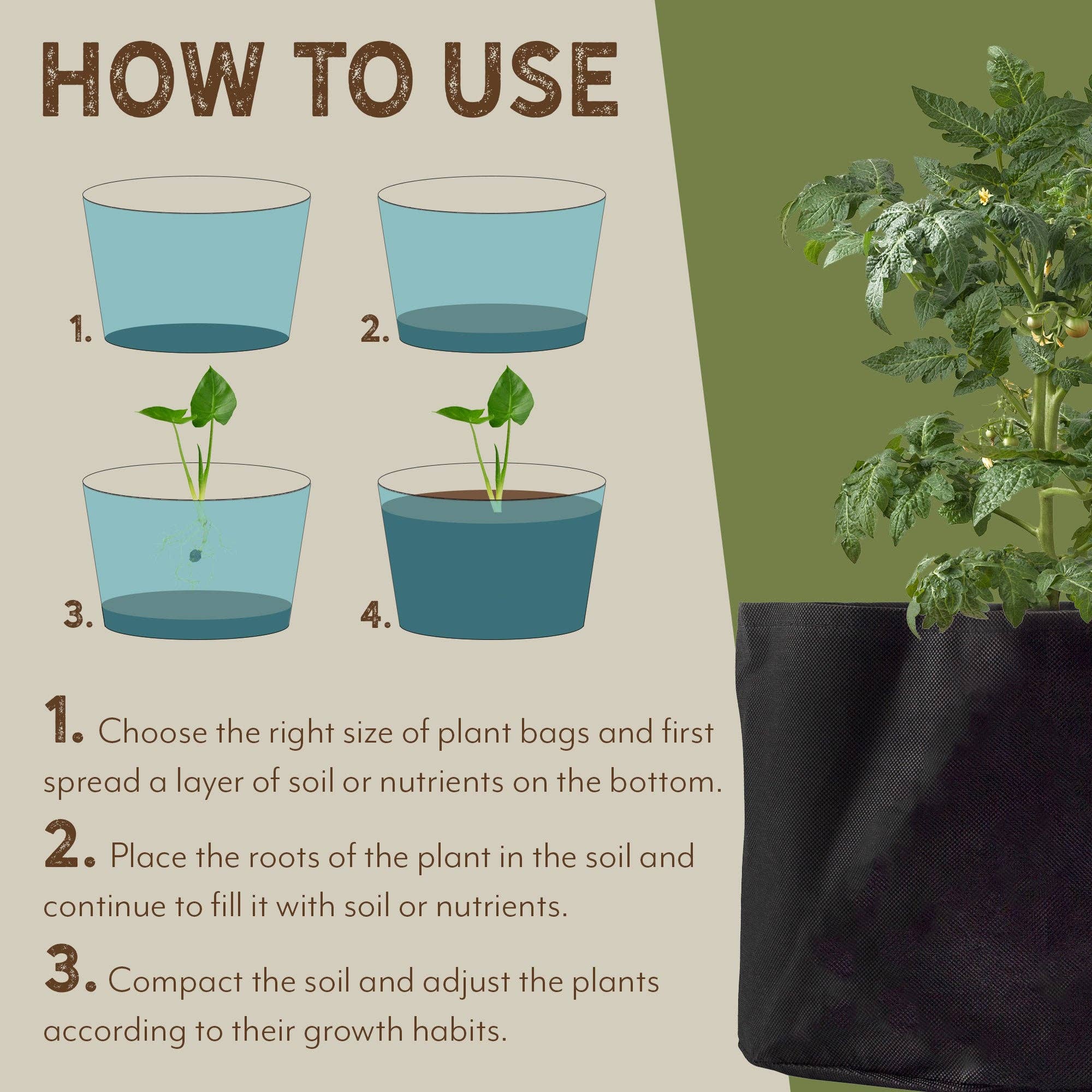 Kurated Korner – Vaso de plantas por atacado – Sacos de Cultivo Pretos de 4 Galões Esterno (4 unidades)1