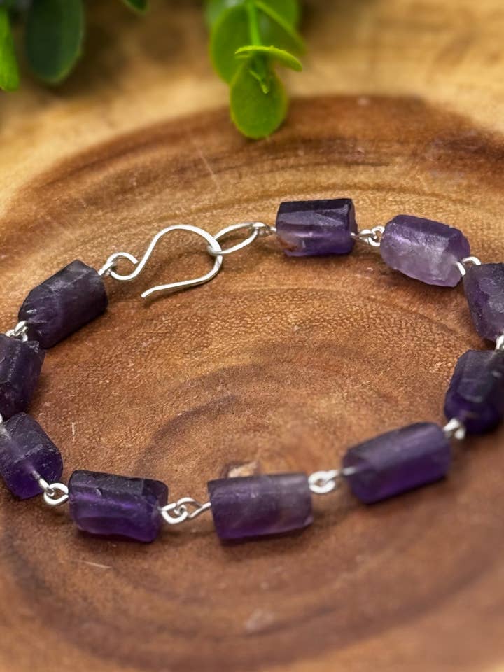 Bracelet en argent sterling améthyste pour la vente par Moonbeam Healing