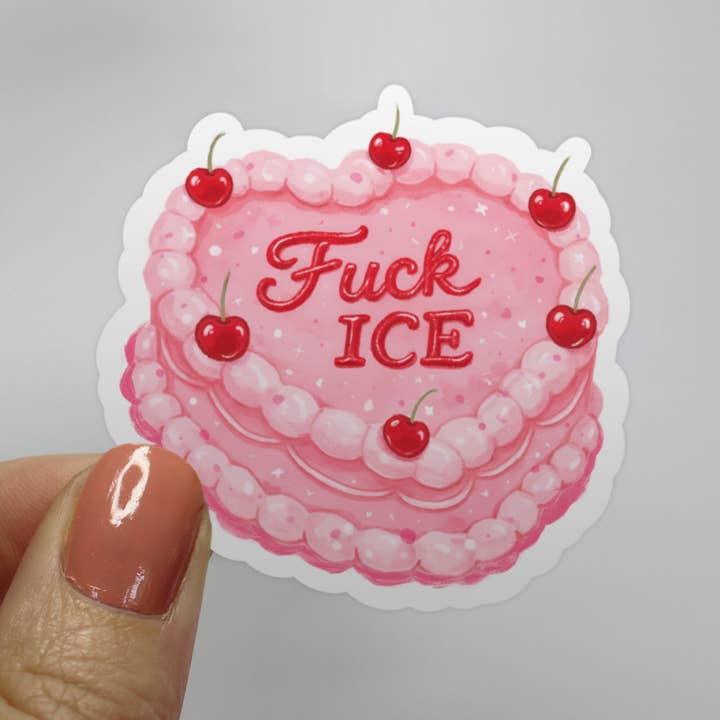 F*ck ICE Pink and Red Cake Sticker for wholesale by Jocelyn Diebolt Designs