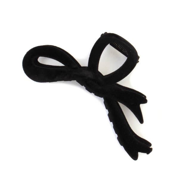 Inca UK - Wholesale Hair Bow - Women's - Black flocked velvet bow clamp0