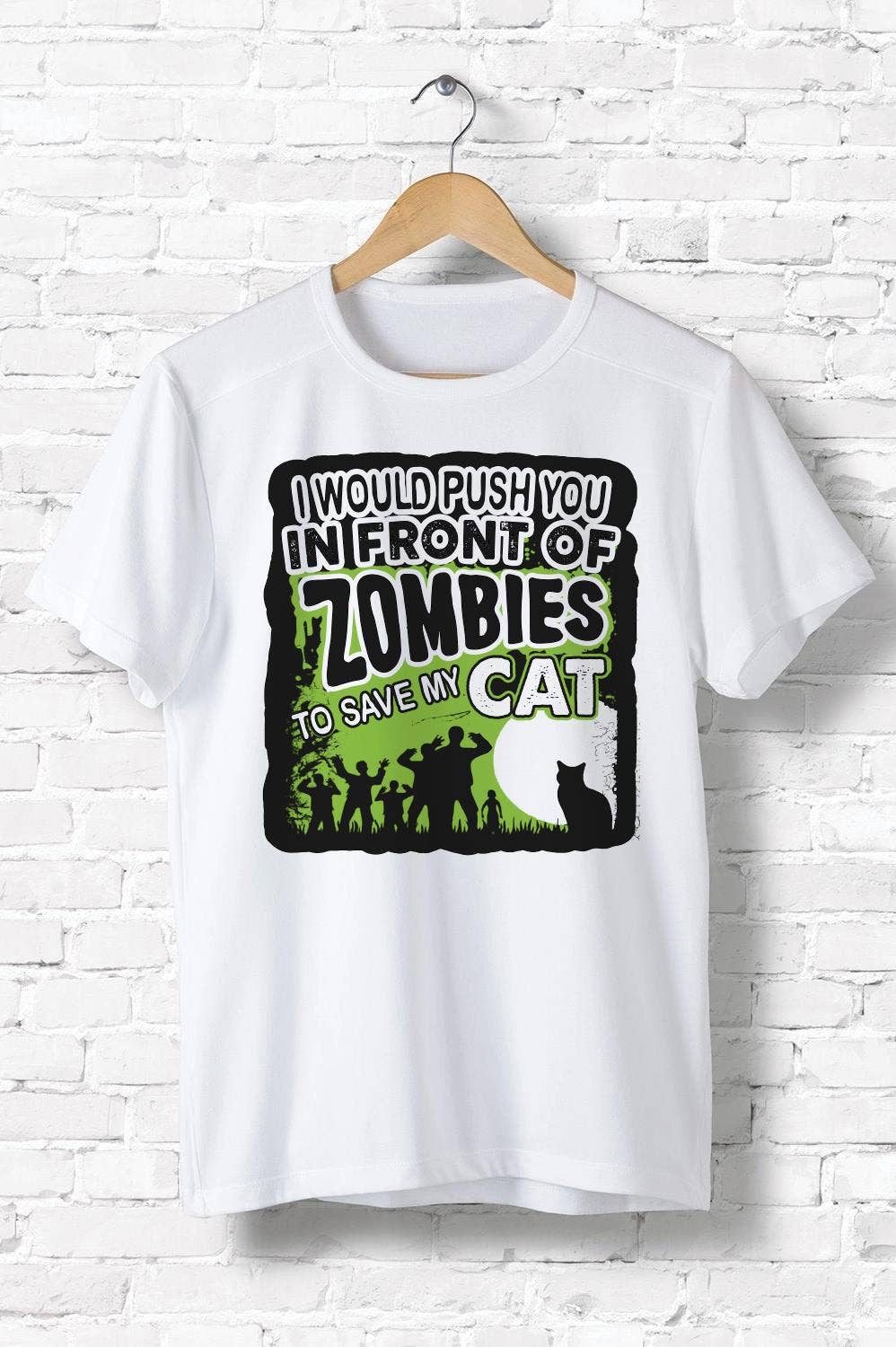 White I Would Push You In Front Of Zombies To Save My Cats Shirt for wholesale on Faire1