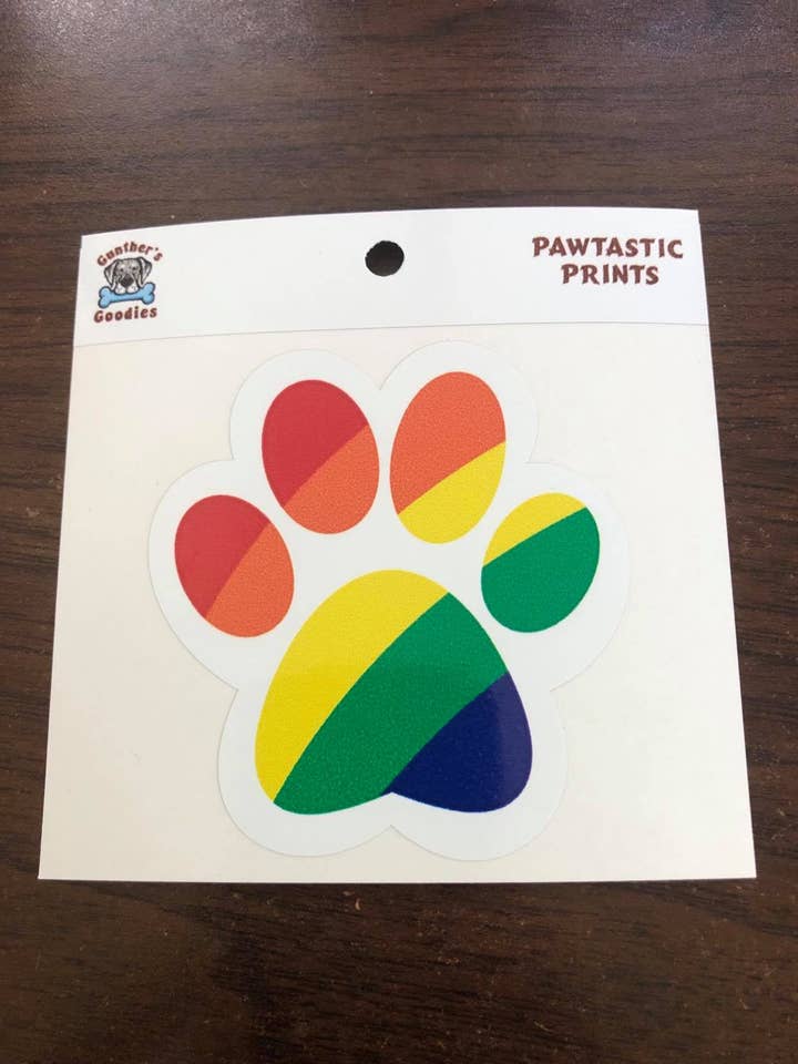 Pride Paw Vinyl Sticker for wholesale by Gunther's Goodies