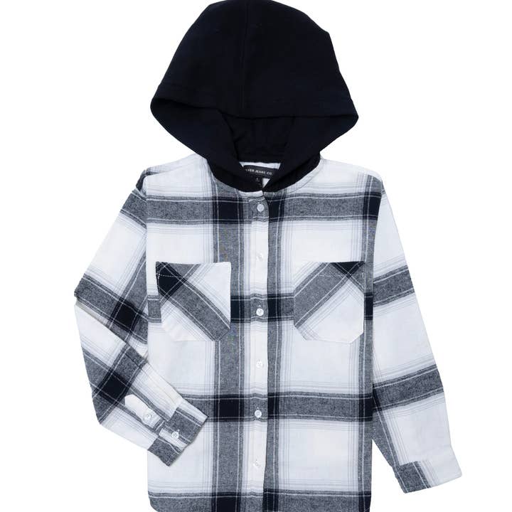 GIRLS HOODED PLAID SHIRT for wholesale by Silver Jeans