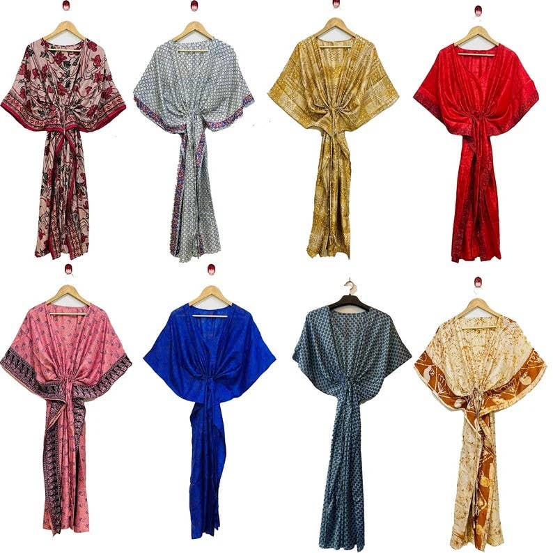 Bhawana Handicrafts - Wholesale Kaftan - Women's - 5 Pcs Lot Women Long Silk kaftan Beach wear Dress 2