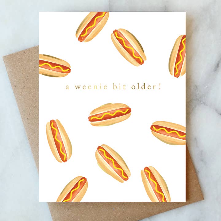Hot Dog Weenie Birthday Greeting Card | Birthday Card for wholesale by Abigail Jayne Design