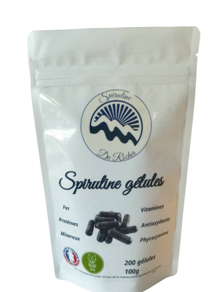Spirulina 200 cápsulas de 500 mg por atacado de La spiruline du rocher