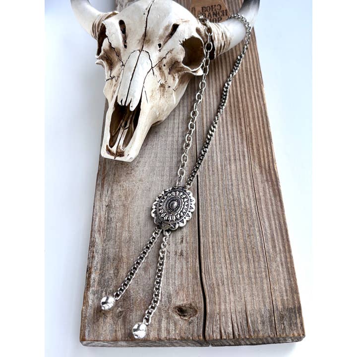 Boho Ranch Shop - Wholesale Pendant/Charm Necklace - Western Concho Pendant Y Drop Chunky Chain Bolo Necklace
