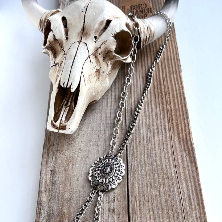 Western Concho Pendant Y Drop Chunky Chain Bolo Necklace and other Purchase Wholesale chunky necklaces. Free Returns & Net 60 Terms on Faire trending on Faire.