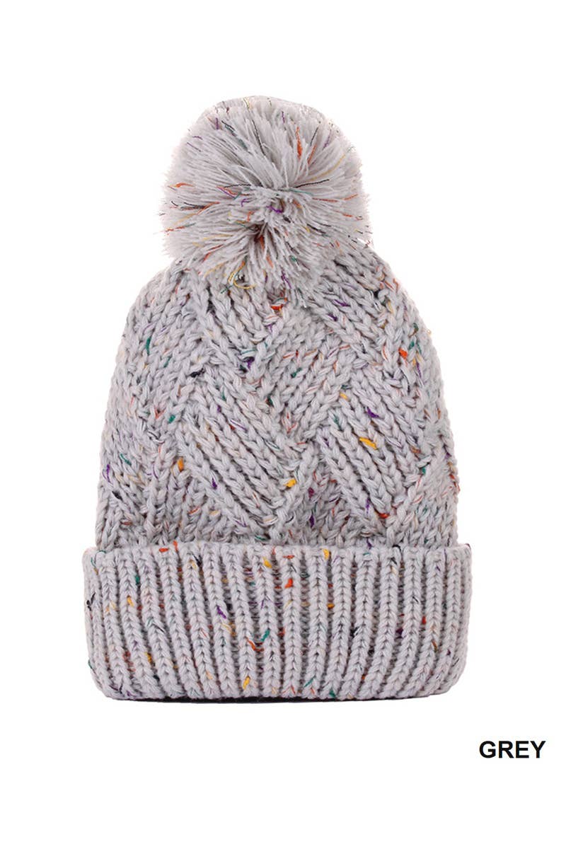 42POPS – wholesale Beanie – Women's – ,.SI-25271 Speckled Pom Pom Beanie2