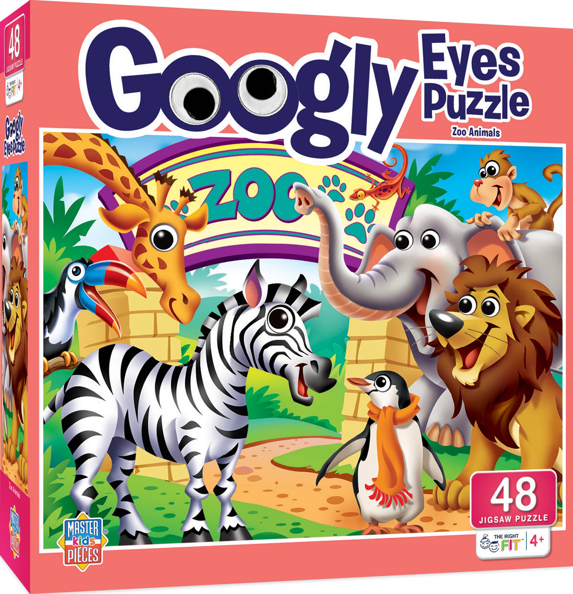 Masterpieces Puzzles - Wholesale Puzzle - Kids - Googly Eyes - Zoo Animals 48 Piece Puzzle0