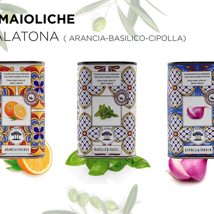 TENUTA SANT'ILARIO - Wholesale Olive Oil - SALATONA KIT 3 CANS 250 ML FLAVOURED