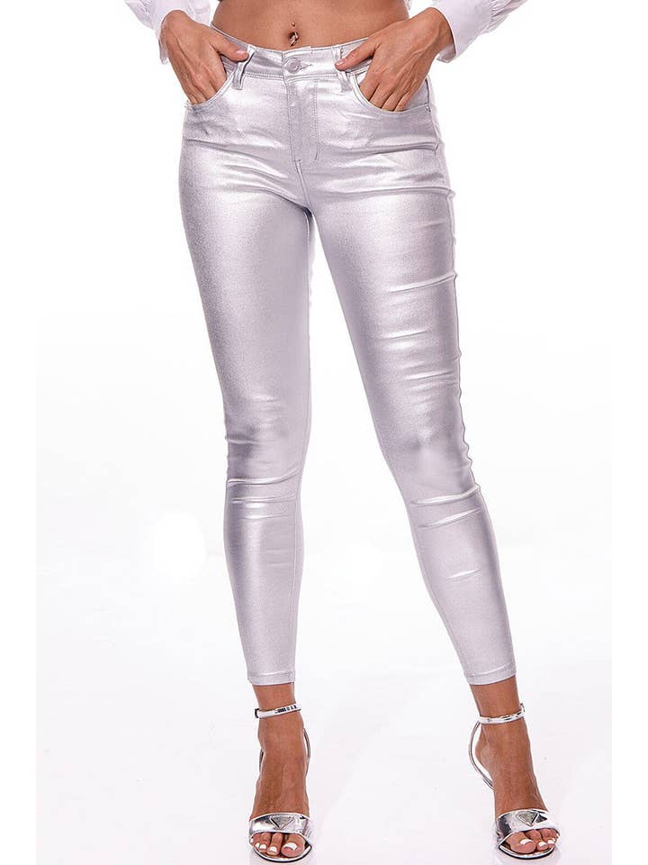 ROUSSEAU - Wholesale Pants - Women's - METALLIC SKINNY FIT PANTS WITH POCKETS