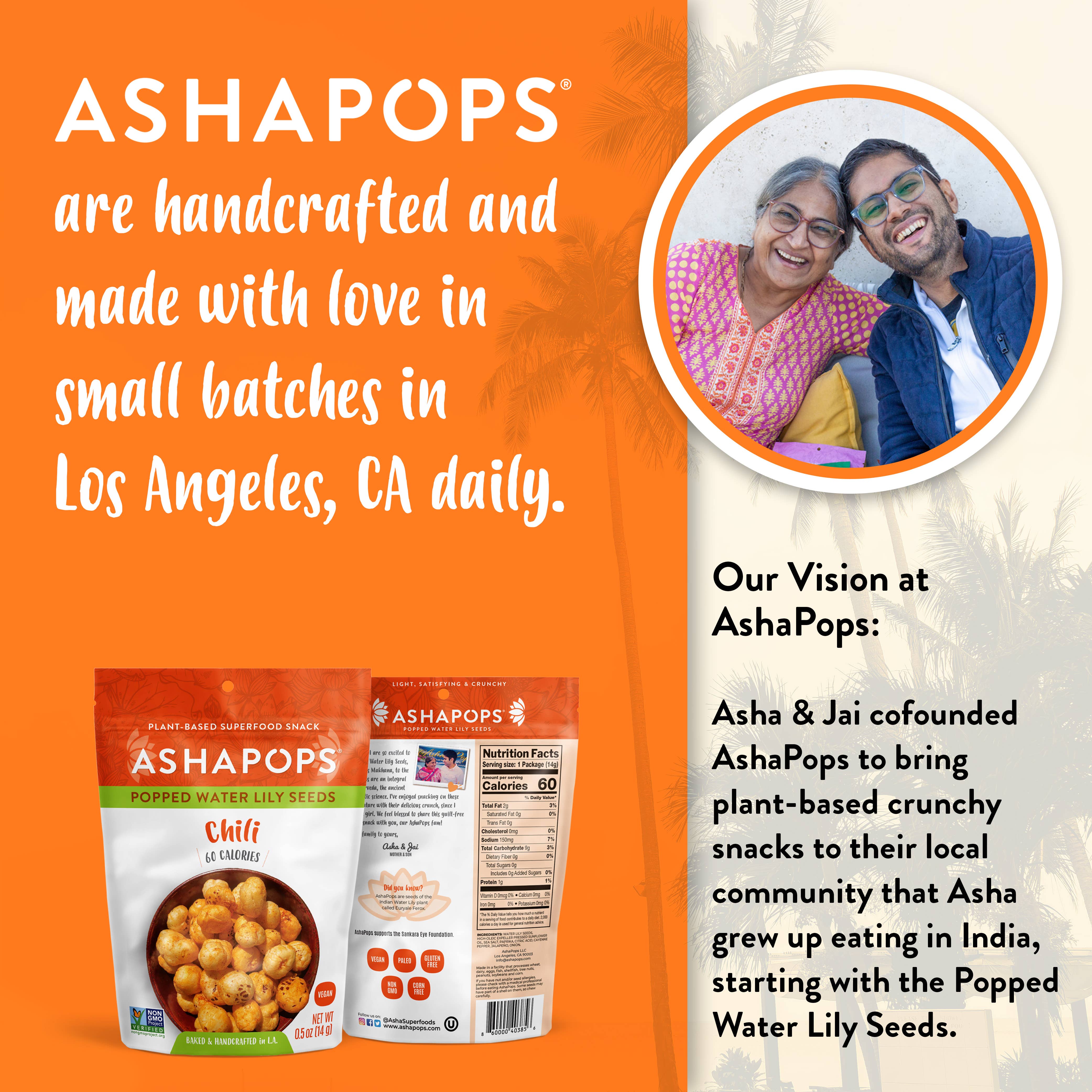 AshaPops - Wholesale Puffed Snack - 0.5oz Chili Lime - AshaPops Popped Water Lily Seeds7