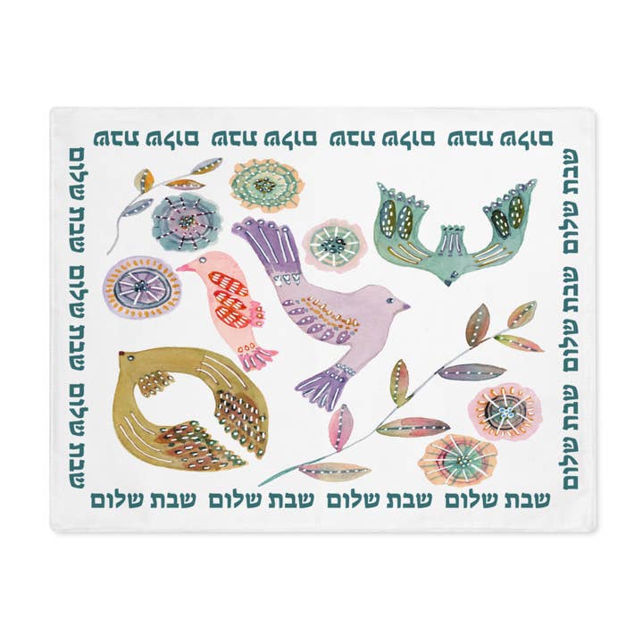 Challah Cover, Shabbat Shalom Birds for wholesale by Dina Judaica