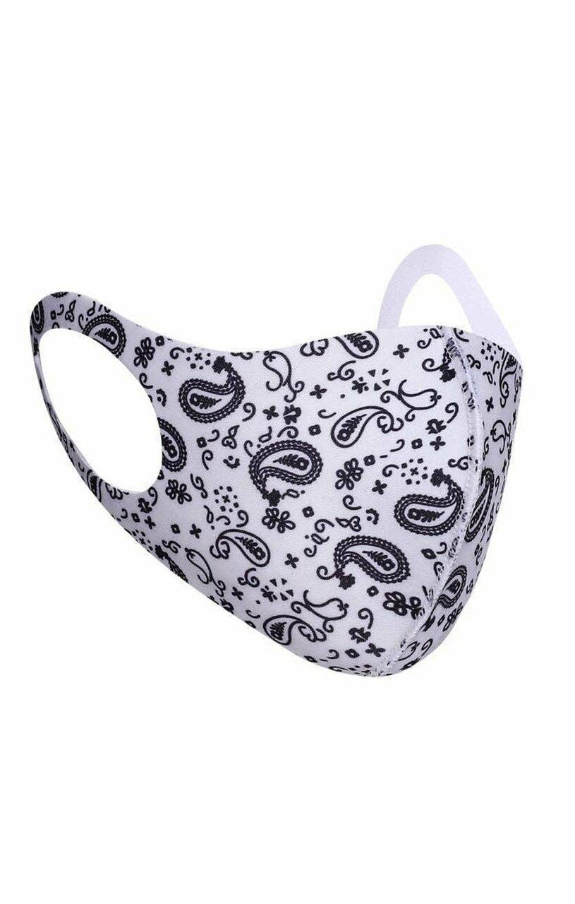 Femme Luxe - Vendita all'ingrosso Mascherina non chirurgica monouso - Maschera facciale bianca con stampa bandana - Cally1