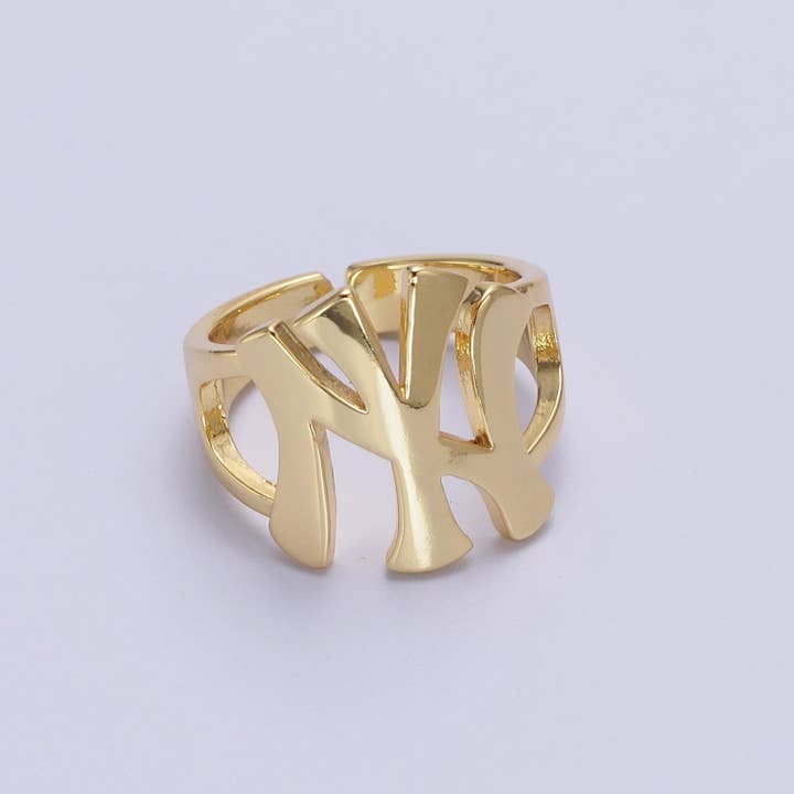 Aim Eternal - Wholesale Band/Stacked Ring - Gold New York NY Yankees Baseball Statement Ring | R032