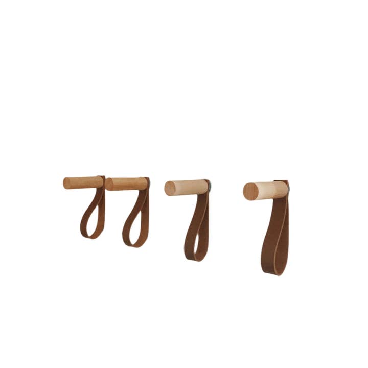 Modern Wood Hook With Leather Strap for wholesale by Modern Home by Bellver
