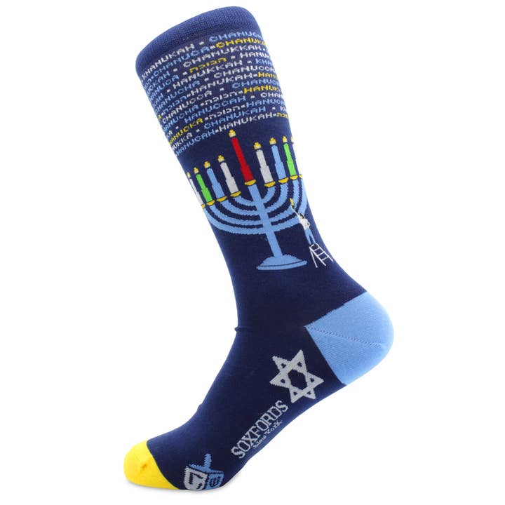 "Festival of Lights" - Hanukkah Themed Fine Men's Socks for wholesale by Soxfords