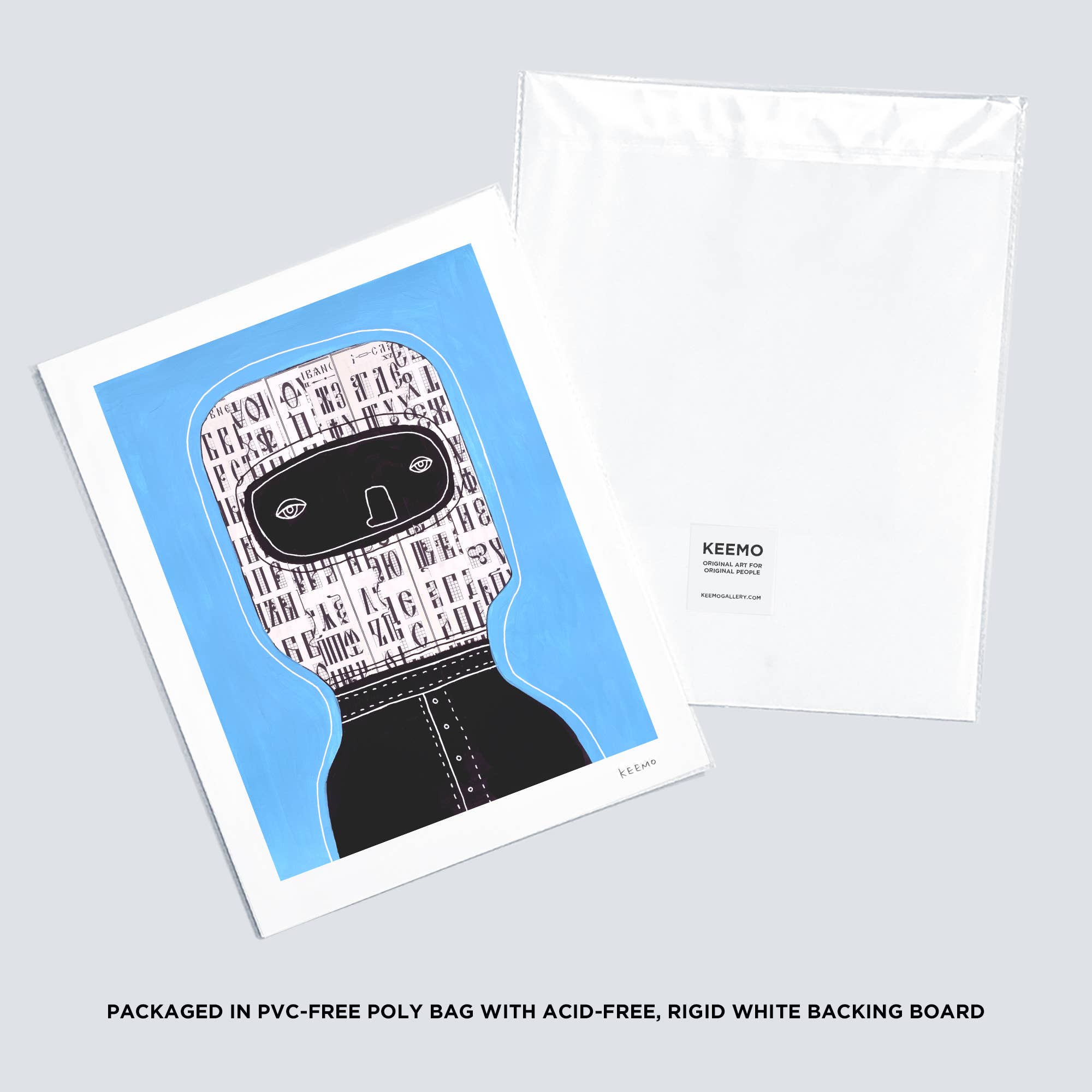 Keemo Gallery - Wholesale Art Print - Abstract Art Print Unique Wall Decor Text Font Blue Keemo4