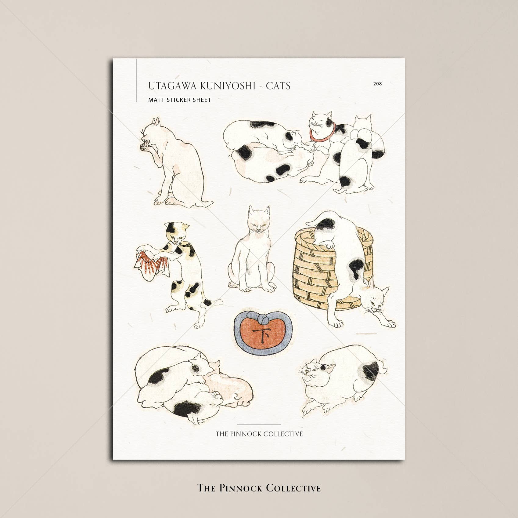 The Pinnock Collective - Wholesale Sticker - Japanese Cats themed Sticker Sheet2